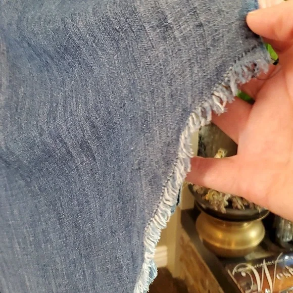 Rails Renee Raw Hem Dark Vintage Blue Chambray Denim Button Down sz S - Picture 6 of 16